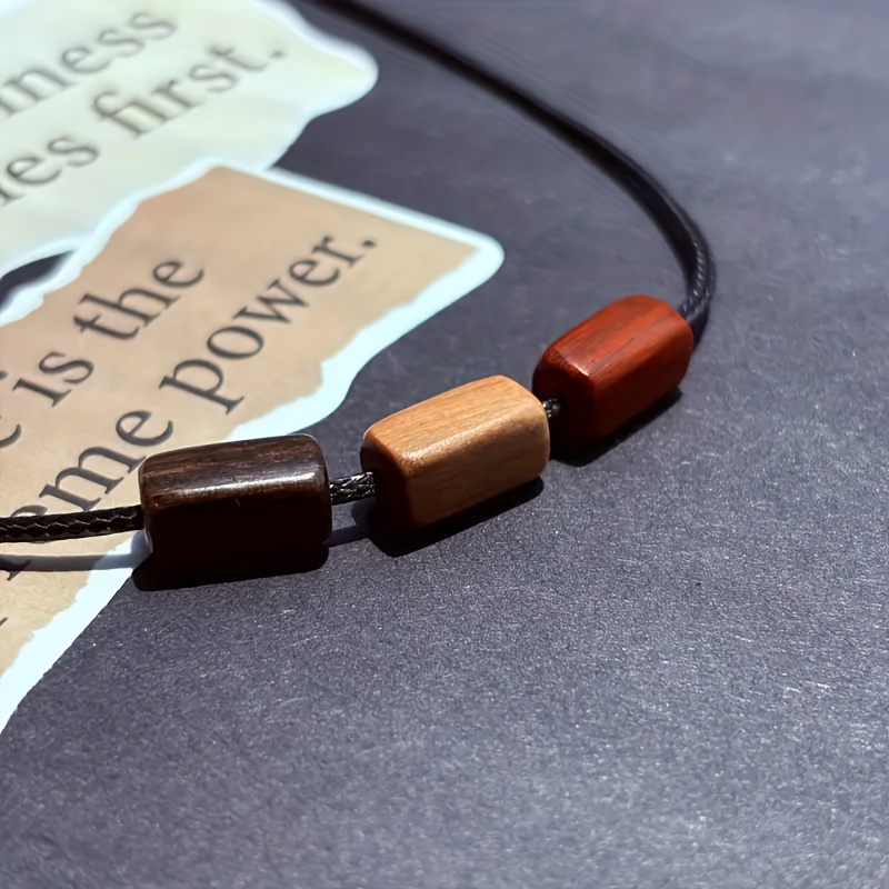 Wooden Pendant Necklace, Minimalist Unisex Design